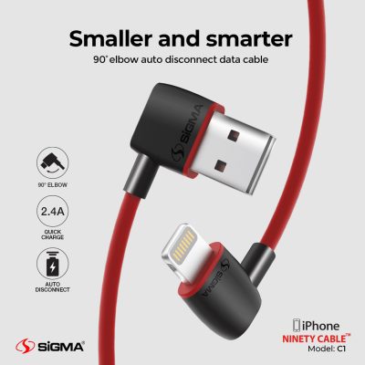 Auto Disconnect 90 Degree 2.4A Ninety Cable – C1 – Lightning